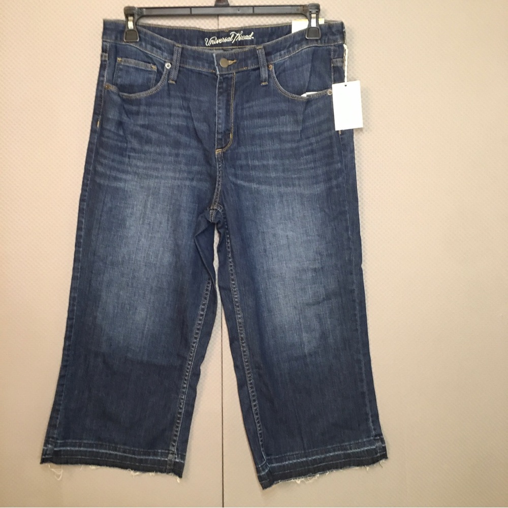 Universal Thread Jeans Womens 14/32R Comfort Stretch High Rise Cropped Wide Leg